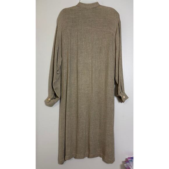 Unbranded Vtg Loose Weave Knit Flax Type Split Five Button Duster Pleated Cuff - Picture 2 of 8